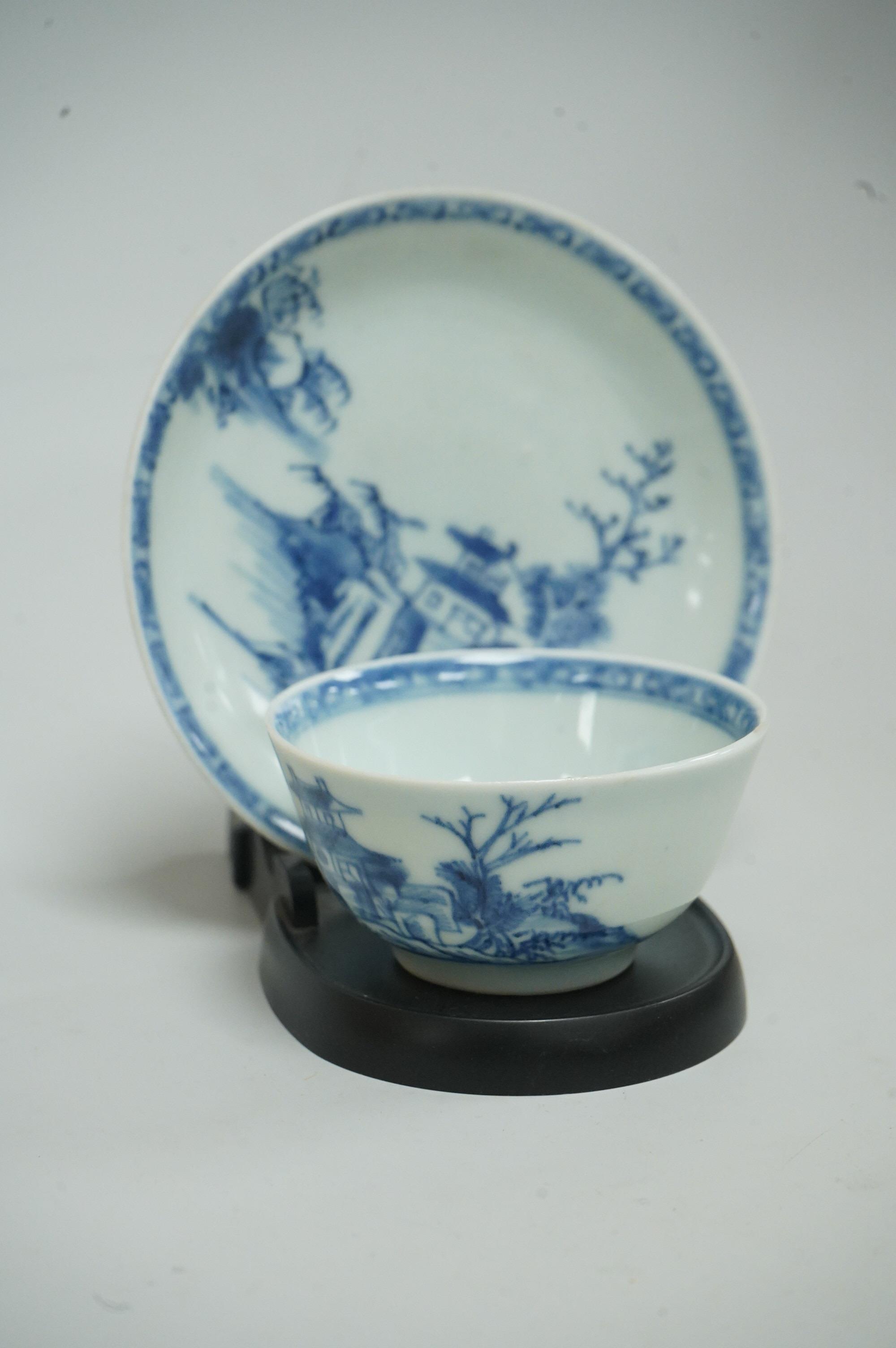 A Chinese Nanking cargo teabowl and a saucer, mid 18th century and a Tek Sing shipwreck example, largest 12cm in diameter